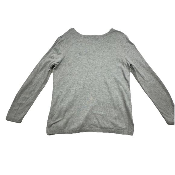 Talbots Sweater Gray Womens Large Rayon Blend V Neck Button Accent Career Work - Picture 7 of 7